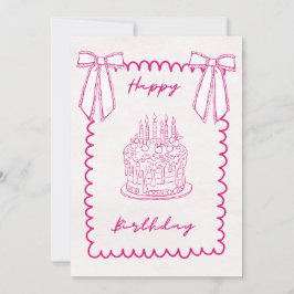 Whimsical Coquette Pink Birthday Card Feiertagskarte