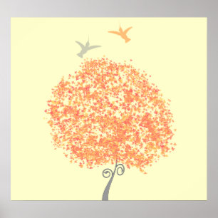 Whimsical Coral and Gray Tree - Matching lädt ein Poster