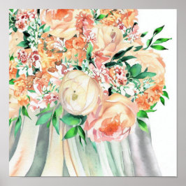 Whimsical Coral, Bridal Cascading Bouquet 1, Poster