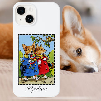 Whimsical Corgi Dog Illustration Individuelle Name iPhone 14 Hülle