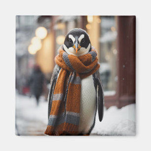 Whimsical Cosy Pinguin Snowy Winter Magnet