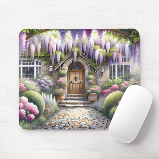 Whimsical Cottage Garden Pathway Mousepad (Mit Mouse)