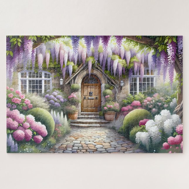 Whimsical Cottage Garden Pathway Puzzle (Horizontal)