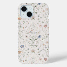 Whimsical Cottagecore Beige Aquarell Blumenmuster