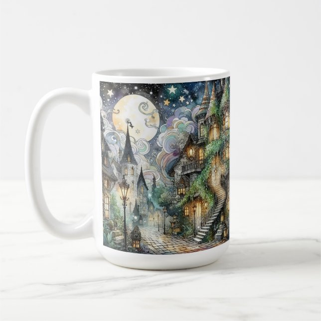 Whimsical Cottagecore Fantasie Welt Kaffeetasse (Links)