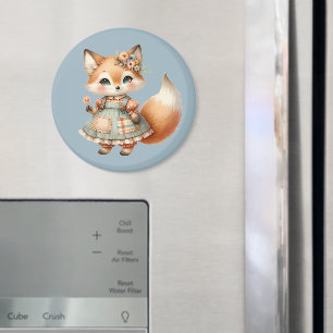 Whimsical Cottagecore Floral Pastell Fuchs Magnet