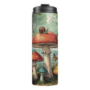 Whimsical Cottagecore Pilze Personalisiert Thermosbecher