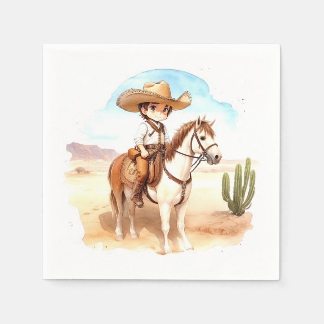 Whimsical Cowboy Adventure Baby Dusche Serviette (Vorderseite)