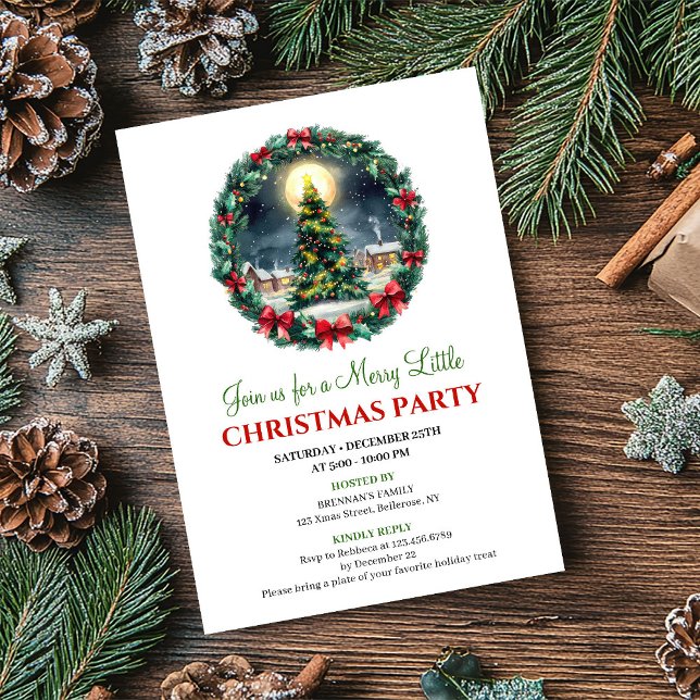 Whimsical Cozy Winter Scene Christmas Invitation Einladung (Whimsical Cozy Winter Scene Christmas Invitation)