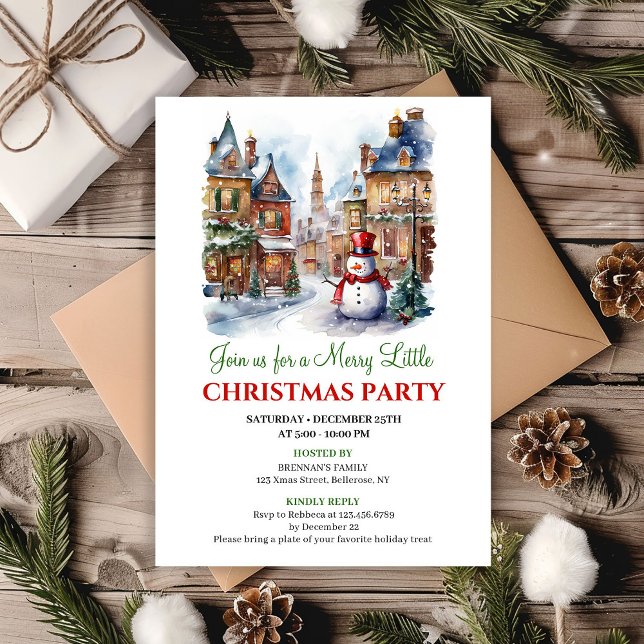 Whimsical cozy winter scene holiday invite einladung (Whimsical cozy winter scene holiday invite)