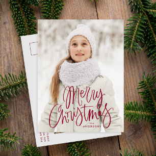 Whimsical Cranberry Script Frohe Weihnachten 2 Fot