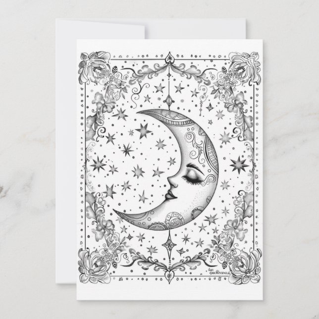 Whimsical Crescent Moon | Farbe für Ihren eigenen  (Vorderseite)