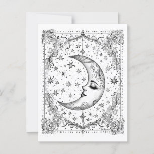 Whimsical Crescent Moon Farbe Postkarte