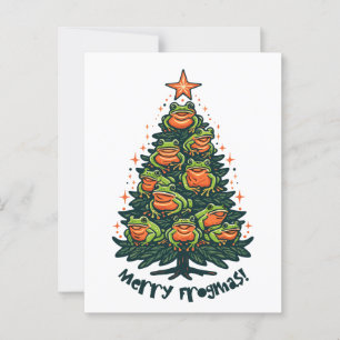 Whimsical Croaks: Frösche singen "Merry Frogmas" Postkarte
