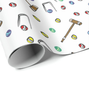 Whimsical Croquet farbenfrohe Hand Illustriert ein Geschenkpapier