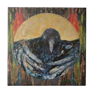 Whimsical Crow Halloween Maureen Girard Paint Fliese