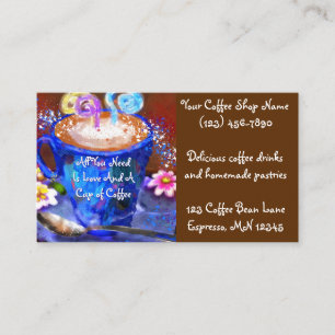 Whimsical Cup Coffee Espresso Latte Shop Visitenkarte