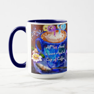 Whimsical Cup Kaffee Blumenkohl Blume Liebe Blau Tasse
