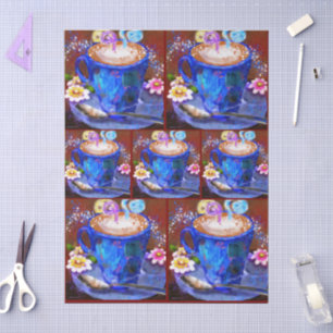 Whimsical Cup Kaffee Latte Espresso Decoupage Seidenpapier