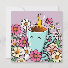 Whimsical Cup of Warm Coffee and Blume