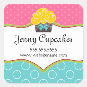 Whimsical Cupcake Bakery Box Siegel Quadratischer Aufkleber