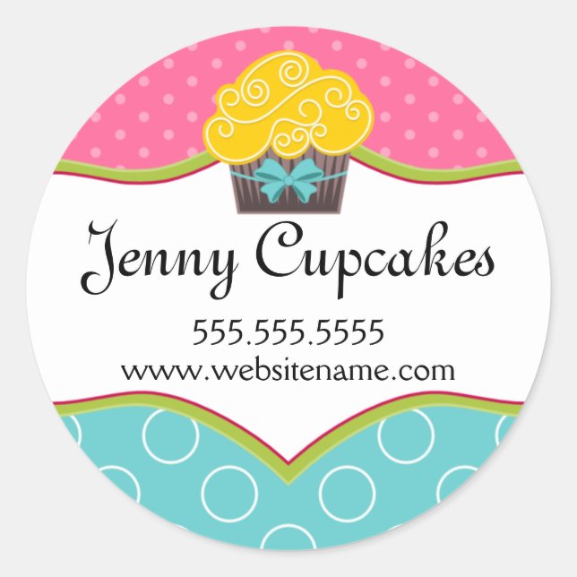 Whimsical Cupcake Bakery Box Siegel Runder Aufkleber (Vorderseite)