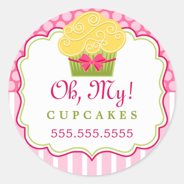 Whimsical Cupcake Bakery Box Siegel Runder Aufkleber (Vorderseite)