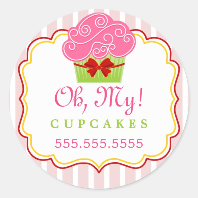 Whimsical Cupcake Bakery Box Siegel Runder Aufkleber (Vorderseite)