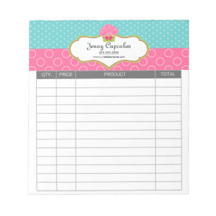 Whimsical Cupcake Bakery Receiver Notizblock