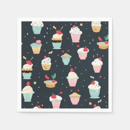 Whimsical Cupcake Deluxe Party Napkins Serviette