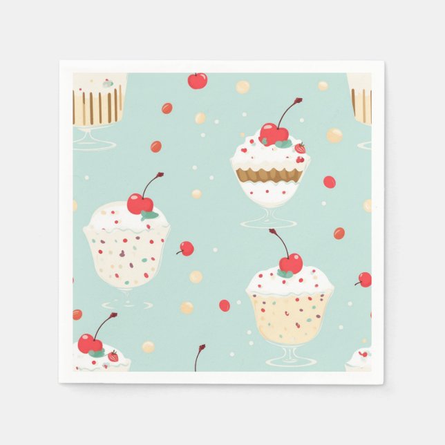 Whimsical Cupcake Deluxe Party Napkins Serviette (Vorderseite)