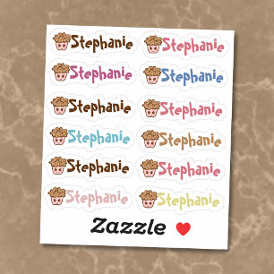 Whimsical Cupcake Name Vinyl Stickers - Set von 12 Aufkleber