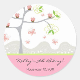 Whimsical Cupcakes Tree Butterflies Sweet Birthday Runder Aufkleber