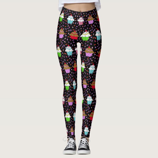 Whimsical Cupcakes und Candy Sprinkles Leggings (Vorderseite)