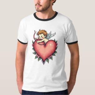 Whimsical Cupid Heart – Vintage-Tattoo-Design T-Shirt