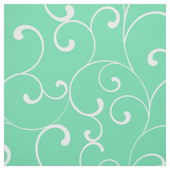 Whimsical Curl Pattern in Aqua Stoff (Muster)