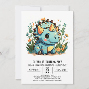 Whimsical Custom Dinosaur Boy Geburtstag Einladung