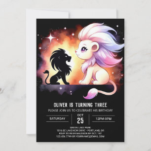 Whimsical Custom Lion Birthday Einladung