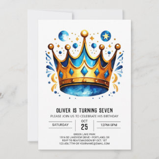 Whimsical Custom Prince Crown Geburtstag Einladung
