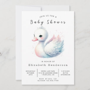 Whimsical Custom Swan Baby Dusche Einladung