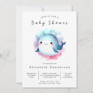 Whimsical Custom Whale Baby Dusche Einladung