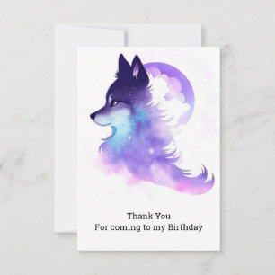 Whimsical Custom Woodland Wolf Geburtstag Dankeskarte