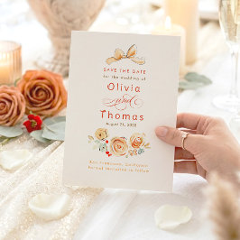 Whimsical Cute Earthy Flowers Bow Save the Date