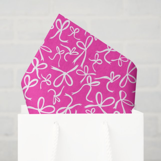 Whimsical Cute Pink White Bows Pattern Girly Gift  Seidenpapier (Geschenk Tasche)