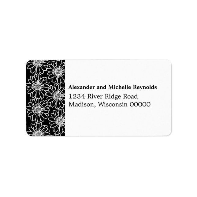 Whimsical Daisical Address Labels, Black Adressaufkleber (Vorne)