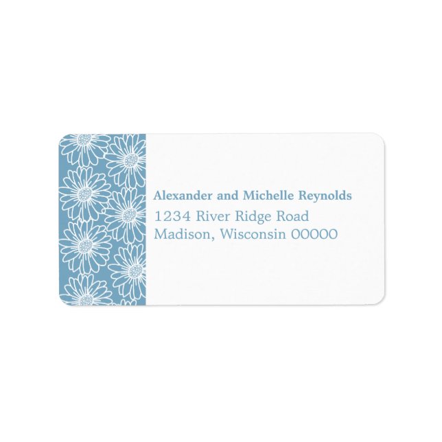 Whimsical Daisical Address Labels, blau Adressaufkleber (Vorne)