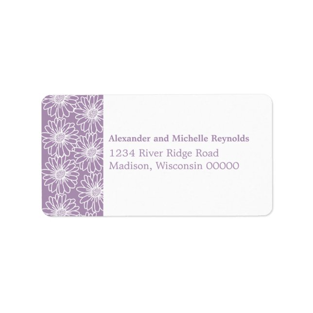 Whimsical Daisical Address Labels, Lila Adressaufkleber (Vorne)