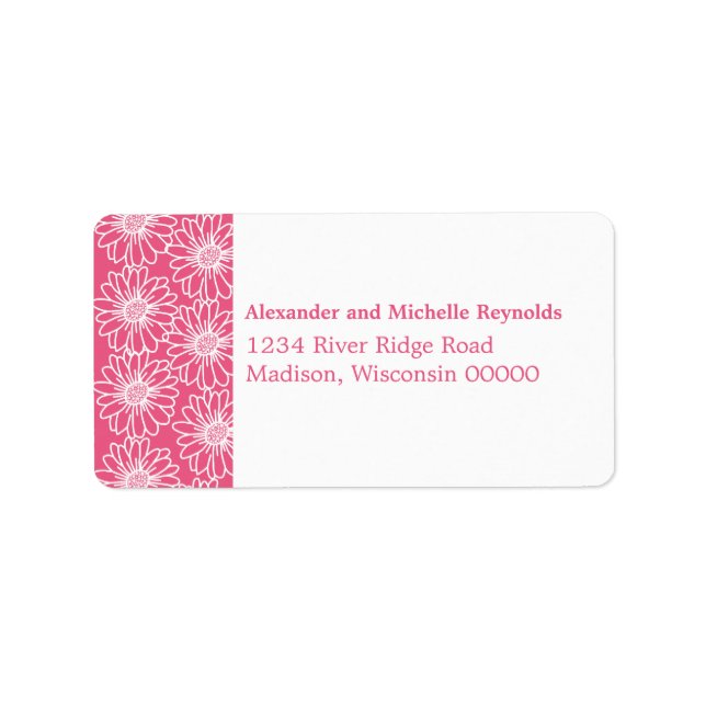 Whimsical Daisical Address Labels, rosa Adressaufkleber (Vorne)