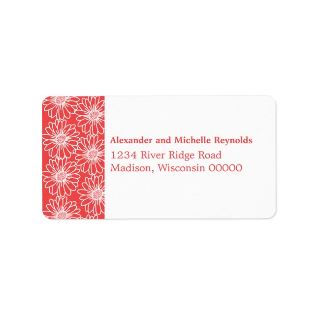 Whimsical Daisical Address Labels, rot Adressaufkleber (Vorne)