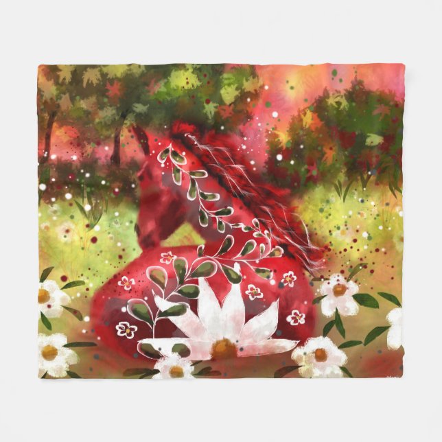 Whimsical Daisy Horsting in Field Abstrakt Art Fleecedecke (Vorderseite (Horizontal))